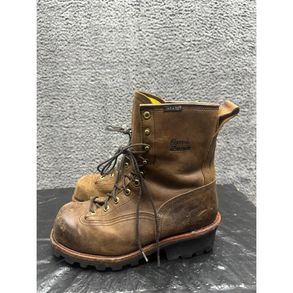 Chippewa Leather‎ Paladin Waterproof Steel Toe Logger Boots Mens Size 10.5W US